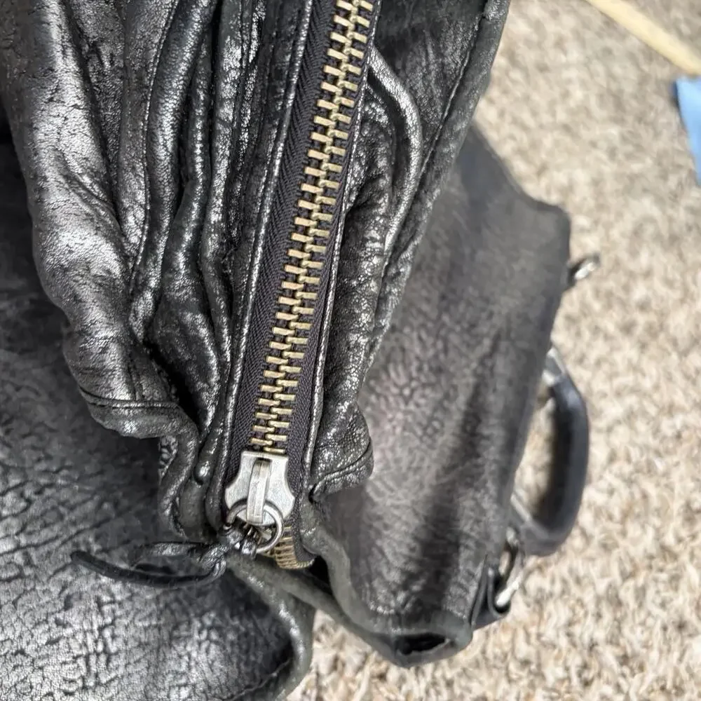 Thomas Wylde Leather Skull Metallic Pebble Leather Grunge Hand Bag